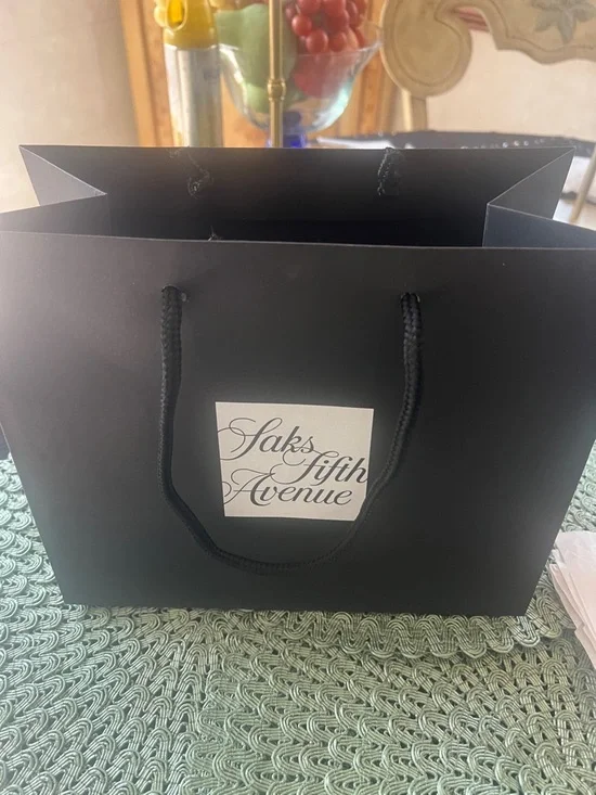 Saks Fifth Avenue Black Paper Shopping Tote with Rope Handles - Picture 5 of 6